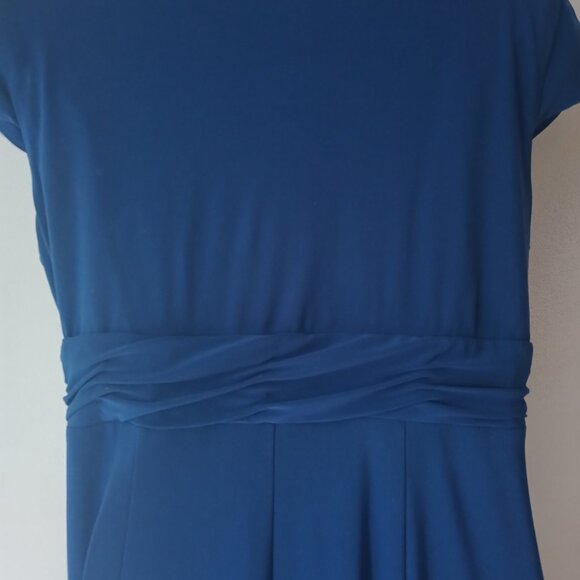Royal Blue V Neck long flowing Dress Jones wear by Jones New York - Picture 6 of 7